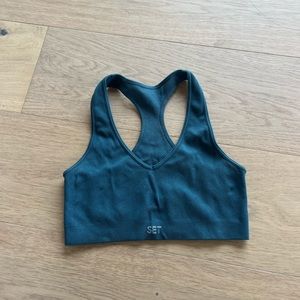 set active blue racer back sports bra